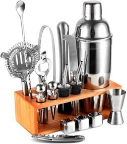 img 4 attached to 🍹 17pcs Bartender Kit with Stand - Professional Stainless Steel Cocktail Shaker Set - Bartending Kit Perfect for Drink Mixing Experience - Ideal Bar Gift Set