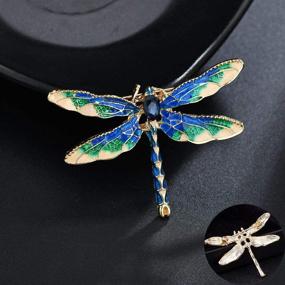 img 2 attached to 🦋 YallFF Vintage Crystal Pin Set - 7 Pieces Women Brooches with Dragonfly, Butterfly, Hummingbird, Owl, Elephant, Peacock, Bee - Animal and Insect Brooch Pins for Women and Girls