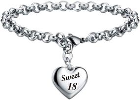 img 3 attached to 🎁 SANNYRA Happy Birthday Gifts Bracelet: Heart Charm Alphabet Bracelet for Women and Girls - Perfect for 11th-30th Birthdays