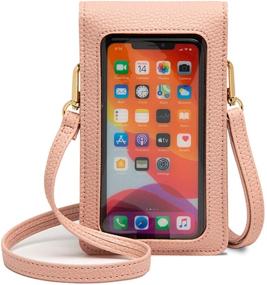 img 4 attached to Kingten Lightweight Leather Cell Phone Purse - Small Crossbody Bag Wristlet Purse With 2 Shoulder Straps For Women(Pink)