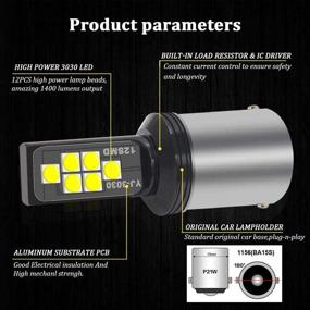 img 2 attached to 🔆 Осветительная продукция SOCAL-LED 1156 BA15s с передовыми светодиодами Advanced 3030 SMD цвета янтарной желтой для яркой и красочной световой сигнализации поворотов, заднего стоп-сигнала и парковочного света - набор из 2-х ламп