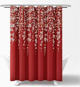 img 2 attached to 🌺 Lush Decor Weeping Flower Shower Curtain - Fabric Floral Vine Print Design, 72x72, Red