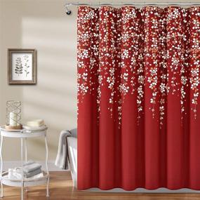 img 4 attached to 🌺 Lush Decor Weeping Flower Shower Curtain - Fabric Floral Vine Print Design, 72x72, Red