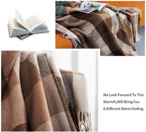 img 2 attached to 🛏️ Farridoro Wool Plaid Blankets and Throws - 51Inches with 67Inches Decorative Fringe - All Season Use for Bed, Sofa, Couch, Camping, Chair, Outdoor - Polyester Fiber Blanket