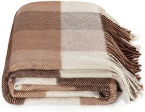 img 4 attached to 🛏️ Farridoro Wool Plaid Blankets and Throws - 51Inches with 67Inches Decorative Fringe - All Season Use for Bed, Sofa, Couch, Camping, Chair, Outdoor - Polyester Fiber Blanket