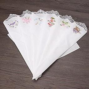 img 4 attached to 🦋 Exquisite Vintage Handkerchief: Embroidered Butterfly Designs - Assorted Styles