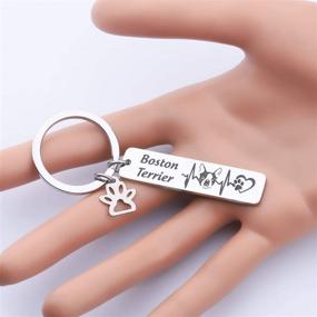 img 1 attached to 🐶 Dog Lover Keychain Gifts - Dachshund, Boxer, Boston Terrier, Golden Retriever, Pitbull: Dog Owner Gifts and Rescue Gifts with Paw Print (Boston Terrier)