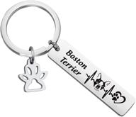 🐶 dog lover keychain gifts - dachshund, boxer, boston terrier, golden retriever, pitbull: dog owner gifts and rescue gifts with paw print (boston terrier) logo