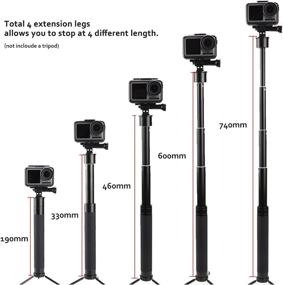 img 2 attached to Aluminum Selfie Stick Monopod for Action Camera - Extendable Handheld Telescoping Grip for GoPro Max/9/8/7/6/5/4/3+, DJI OSMO, Insta 360 One R - Includes Tripod Stand (Suit)