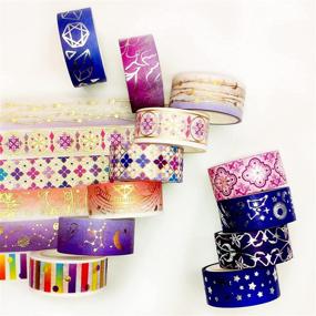 img 1 attached to 🌼 ASTU Gold Washi Tape Set - Decorative 15mm Purple Floral and Silver Star Foil Masking Tape for Scrapbooking, DIY Crafts, Bible Journaling, Bullet Journals, Card/Gift Wrapping