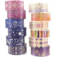 🌼 astu gold washi tape set - decorative 15mm purple floral and silver star foil masking tape for scrapbooking, diy crafts, bible journaling, bullet journals, card/gift wrapping logo