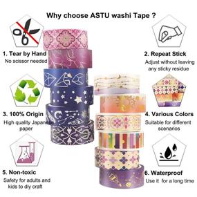 img 3 attached to 🌼 ASTU Gold Washi Tape Set - Decorative 15mm Purple Floral and Silver Star Foil Masking Tape for Scrapbooking, DIY Crafts, Bible Journaling, Bullet Journals, Card/Gift Wrapping