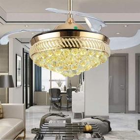 img 1 attached to 🌟 Gold Crystal Ceiling Fan with Retractable Blades - Longer Lighting Fandelier 42" with Remote, Silent Motor, Modern Chandelier Fans for Living Room Bedroom Restaurant