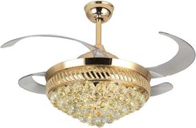 img 4 attached to 🌟 Gold Crystal Ceiling Fan with Retractable Blades - Longer Lighting Fandelier 42" with Remote, Silent Motor, Modern Chandelier Fans for Living Room Bedroom Restaurant