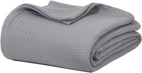 img 2 attached to 🛏️ Cozy Urban Style Ringspun Waffle Cotton Blanket - Silver Grey, Queen 90 x 90 Inches