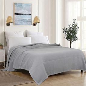 img 3 attached to 🛏️ Cozy Urban Style Ringspun Waffle Cotton Blanket - Silver Grey, Queen 90 x 90 Inches