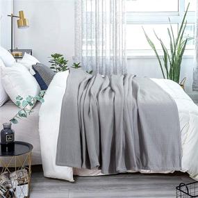 img 1 attached to 🛏️ Cozy Urban Style Ringspun Waffle Cotton Blanket - Silver Grey, Queen 90 x 90 Inches