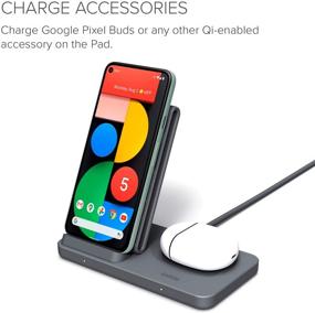 img 2 attached to 🔌 iOttie iON Wireless Duo 15W Stand + 5W Pad Qi-Certified Charger 10W Compatible with Made for Google/ Certified by Google, Google Pixel, Pixel Buds, Includes Power Cable & Adapter, Dark Grey