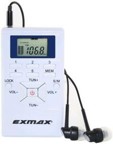 img 4 attached to 📻 EXMAX E108 Mini Wireless FM Radio Receiver with DSP Stereo, LCD Clock and Earbuds - White