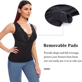 img 3 attached to 👚 Cozy and Stylish Sleeveless Thermal Fleece Lined Tank Tops with Built-in Bra Pad for Women