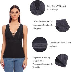 img 2 attached to 👚 Cozy and Stylish Sleeveless Thermal Fleece Lined Tank Tops with Built-in Bra Pad for Women