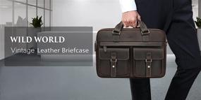 img 3 attached to 👜 WILD WORLD Leather Briefcase Shoulder Bag for Men - Business Laptop Bag up to 17 Inch Computer (Coffee)