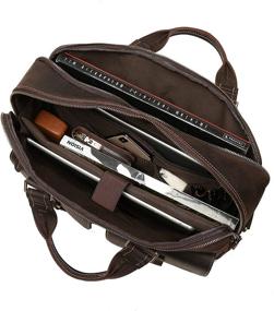 img 1 attached to 👜 WILD WORLD Leather Briefcase Shoulder Bag for Men - Business Laptop Bag up to 17 Inch Computer (Coffee)