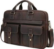 👜 wild world leather briefcase shoulder bag for men - business laptop bag up to 17 inch computer (coffee) logo