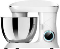 🔌 high-power 6.5-quart stand mixer: stainless steel bowl, dough hook, beater and whisk, splash guard, 6 speeds – ideal for electric kitchen mixer (white) логотип