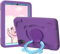 📱 pzoz ipad kids case | compatible with ipad air 4th gen 10.9-inch 2020 | eva shockproof rotate handle | folding stand | heavy duty protective cute cover for boys girls | purple logo