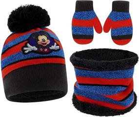 img 4 attached to 🧣 Mickey Mouse Toddler Scarf Mitten Set - Boys' Cold Weather Accessories