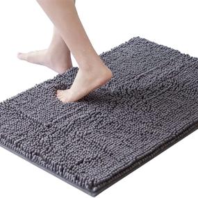 img 4 attached to 🛀 Lifewit Extra Soft Bathroom Rug Mat: Absorbent Shaggy Chenille Bath Rug, Non-Slip Plush Rugs for Bathroom, Tub, and Shower - Grey, 20 × 30 inches