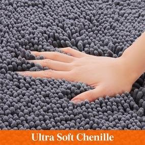 img 3 attached to 🛀 Lifewit Extra Soft Bathroom Rug Mat: Absorbent Shaggy Chenille Bath Rug, Non-Slip Plush Rugs for Bathroom, Tub, and Shower - Grey, 20 × 30 inches