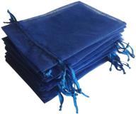 100 pc navy blue gift wrap bags: organza sheer fabric drawstring glossy pastel treat bag for baby shower, house & bridal party favors, lipsense holder, xmas, tea, cookies, & chocolate logo