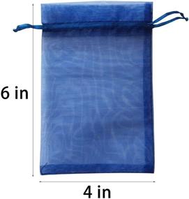 img 2 attached to 100 Pc Navy Blue Gift Wrap Bags: Organza Sheer Fabric Drawstring Glossy Pastel Treat Bag for Baby Shower, House & Bridal Party Favors, Lipsense Holder, Xmas, Tea, Cookies, & Chocolate