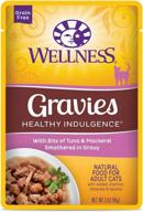 🐱 wellness healthy indulgence gravies grain free wet cat food pouches - protein-rich morsels in gravy sauce, natural & nutritious, adult cat food with added vitamins, minerals, and taurine - 24 pack of 3 ounce pouches logo