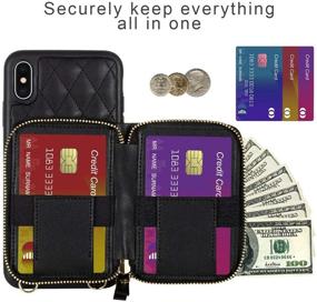 img 1 attached to 📱 Quilted Leather Crossbody Wallet Case for iPhone X/XS, with Card Holder, Wrist Strap, and Bumper Protection – Black, 5.8 Inches