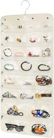 img 4 attached to 🛍️ Freegrace Premium Hanging Jewelry Organizer - Revolving Hanger - Zipper Closure - 25 Pockets & 23 Hooks - Foldable Storage & Display Solution - Jewelry & Bijoux - Beige