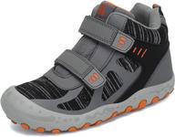 mishansha ankle hiking boots: outdoor trekking shoes for boys and girls with hook and loop fasteners logo