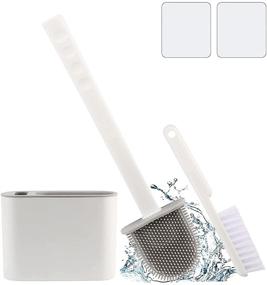 img 4 attached to Ganganmax Silicone Bristles Toilet Bowl Brush with Holder Set - Efficient Deep Cleaning Bathroom Brush, Wall Mounted Toilet Cleaning System, No Drilling Ventilation Required