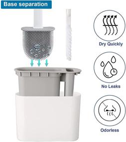 img 2 attached to Ganganmax Silicone Bristles Toilet Bowl Brush with Holder Set - Efficient Deep Cleaning Bathroom Brush, Wall Mounted Toilet Cleaning System, No Drilling Ventilation Required
