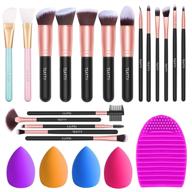 💄 teatty makeup brushes 18 pcs set + silicone mask brush, blender sponges, brush cleaner - premium synthetic brushes for foundation, concealers, eye shadows - rose gold kit logo