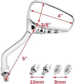 img 3 attached to 🔍 Подчеркните ваш стиль вождения на мотоцикле с Хромированными Зеркалами заднего вида Череп Скелет Мотоцикла 8мм/10мм Для Honda Yamaha Kawasaki Suzuki Aprilia