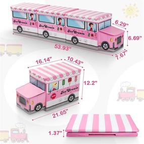 img 3 attached to 🚂 Fun and Functional Homde Toy Storage Organizers: Train-Shaped Collapsible Toy Chests and Charming Ice Cream Truck Playroom Storage for Girls (Pink)