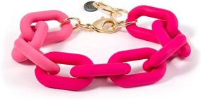 img 2 attached to 🍭 Trendy Candy Color Resin Link Bracelet: Colorful Summer Chunky Link Bracelets with Thick Acrylic Paperclip Chain – Perfect Beach Jewelry for Girls and Women, Ideal Gifts