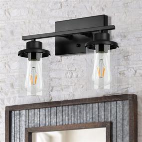 img 3 attached to 🚿 ALINhome 2-Lights Bathroom Black Vanity Light: Matte Black Wall Sconce with Clear Glass Shade – Stylish Lighting Fixture for Bathroom Mirror, Living Room & Hallway