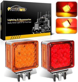 img 4 attached to 🚛 Partsam Dual-face Waterproof Fender Signal Lights with 52 LEDs, Double Face Pedestal Tail Lights for Trucks and Trailers