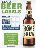 🍺 neato custom beer bottle labels - waterproof, printable, super glossy vinyl stickers for inkjet & laser printers - 10 sheets (40 total stickers) - includes online design software logo