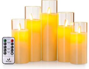 img 4 attached to 🕯️ Realistic Dancing Wick Glass Flameless Candles Set with Remote – 5 Pack, Timer, Flicker, Dimmer, Battery Operated