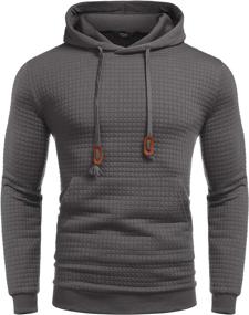 img 4 attached to 👕 COOFANDY Men's Hooded Sweatshirt: Trendy Gym Athletic Hoodie with Plaid Jacquard Design and Handy Pocket